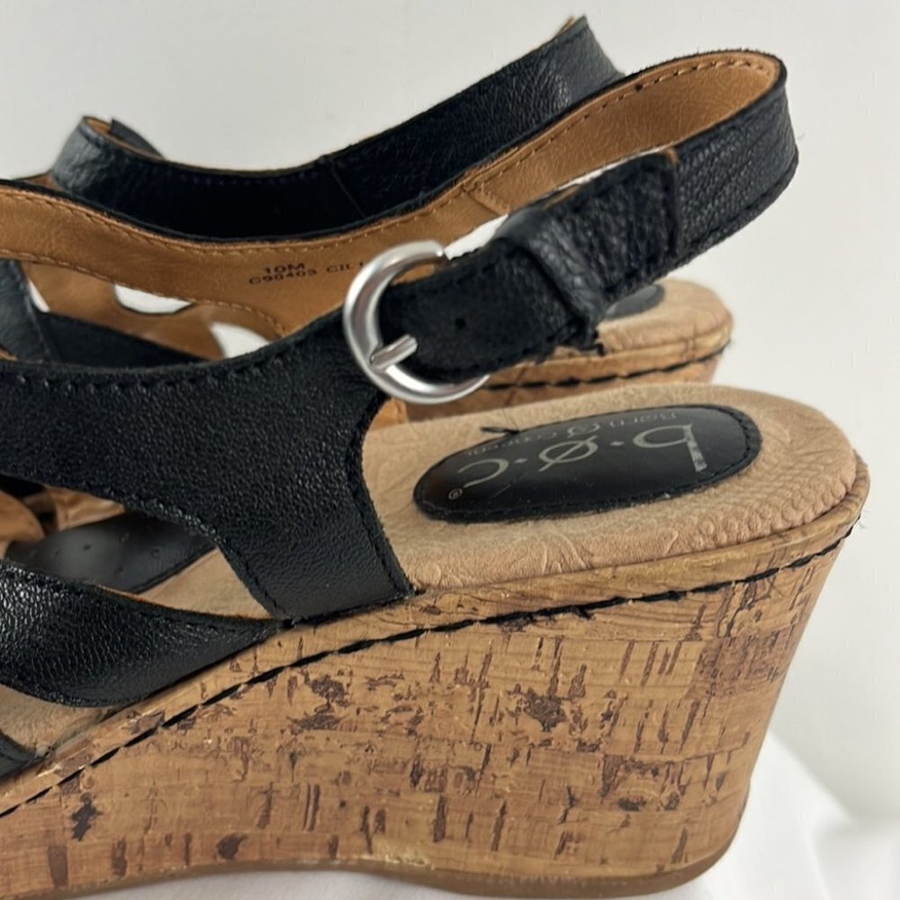 Born Concept Leather Strappy Sandals w/ Cork Wedge Heels - Picture 5 of 8